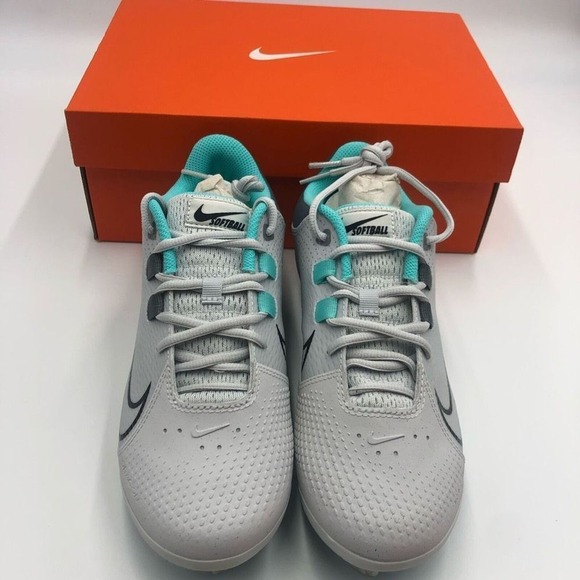 Nike Shoes - Nike Lunar Hyperdiamond 3 Pro Softball Cleats Wolf Grey Aqua Womens Size 7.5